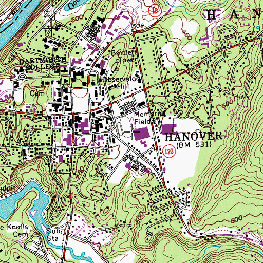 Topographic Map of Thompson Arena, NH