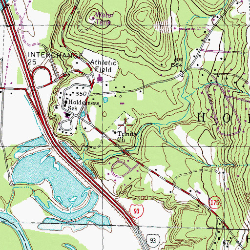 Topographic Map of Trinity Church Yard Cemetery, NH