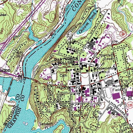 Topographic Map of Tuck Mall, NH