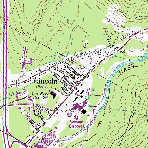 Topographic Map of Upper Pemi Historical Society Building, NH
