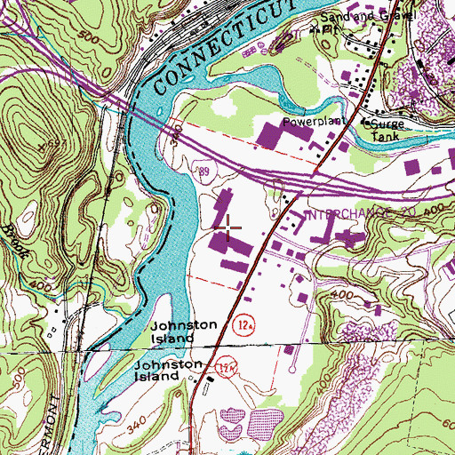 Topographic Map of Upper Valley Plaza Shopping Center, NH