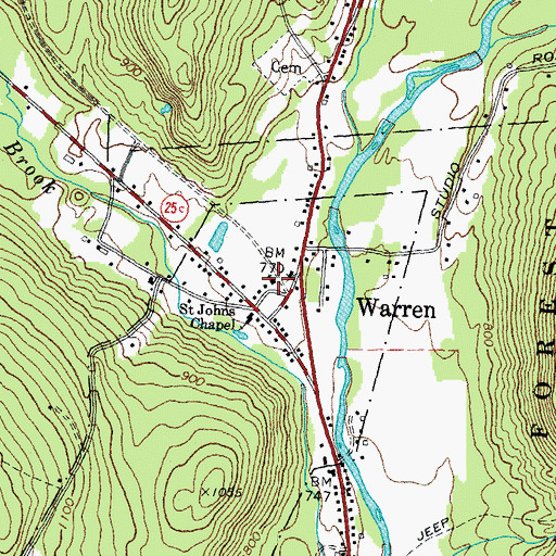 Topographic Map of Warren Methodist Church, NH