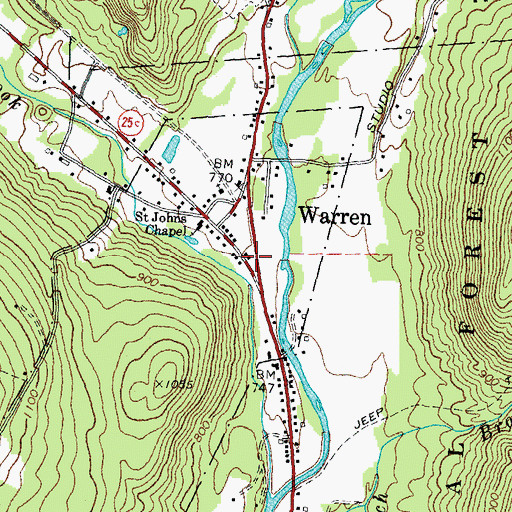 Topographic Map of Warren Post Office, NH