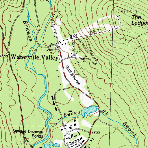 Topographic Map of Waterville Valley Golf and Tennis Course, NH