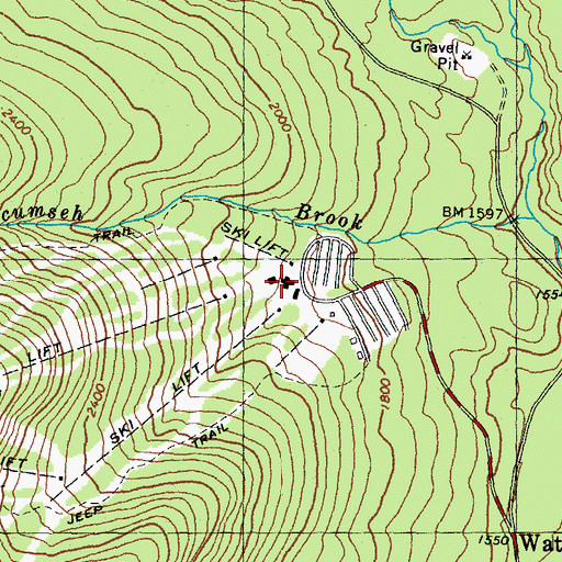 Topographic Map of Waterville Valley Ski Area, NH