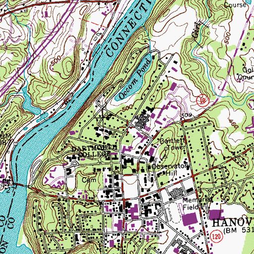 Topographic Map of Webster College, NH