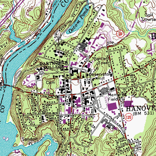 Topographic Map of Webster Hall, NH