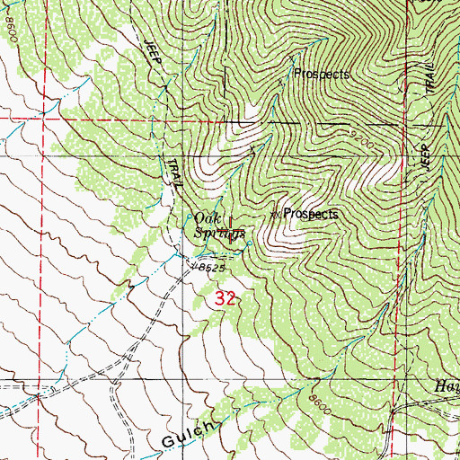 Topographic Map of Oak Springs, CO
