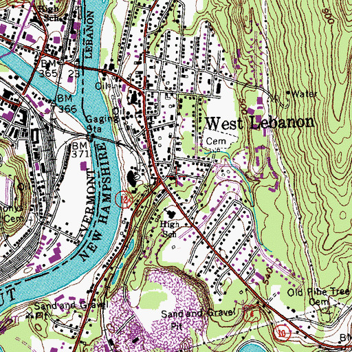 Topographic Map of West Lebanon Baptist Church, NH