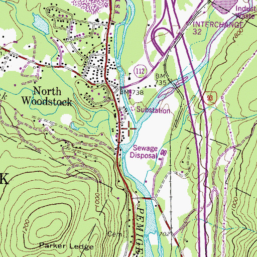 Topographic Map of White Mountain Motorsports Park, NH