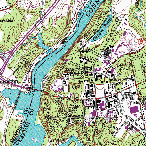 Topographic Map of Woodbury Hall, NH