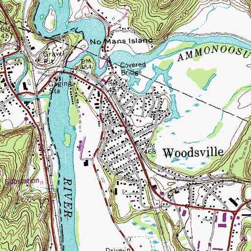 Topographic Map of Woodsville Free Public Library, NH