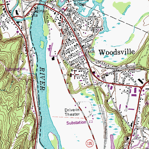 Topographic Map of Woodsville High School, NH
