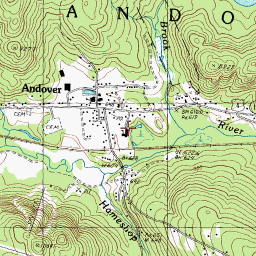 Topographic Map of Andover Elementary School, NH
