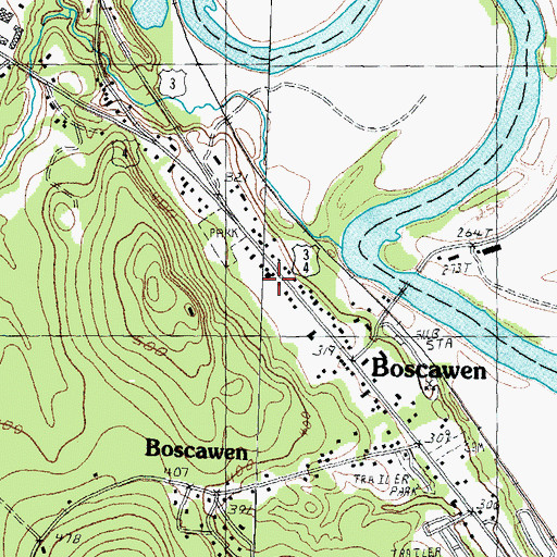Topographic Map of Boscowen Main Library, NH