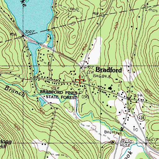 Topographic Map of Brown Memorial School, NH