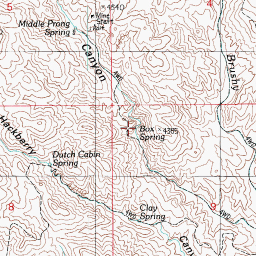 Topographic Map of Box Spring, AZ