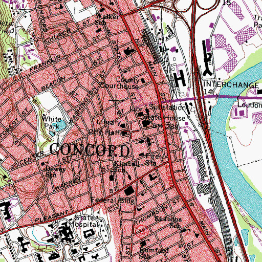 Topographic Map of Concord City Hall, NH