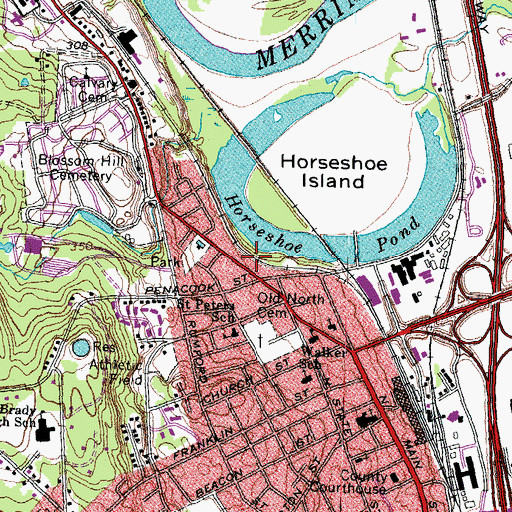 Topographic Map of Concord Fire Department Station 1 - Central Fire Station, NH