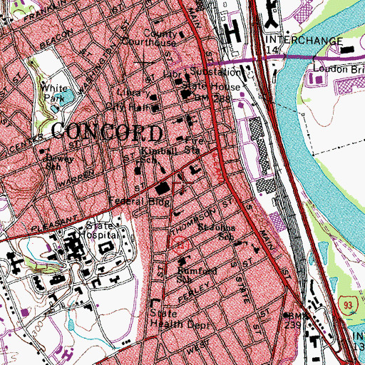 Topographic Map of Concord Public Library, NH