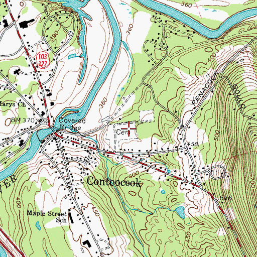 Topographic Map of Contoocook Cemetery, NH