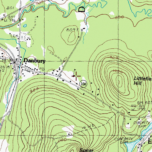 Topographic Map of Danbury Elementary School, NH