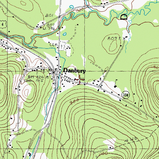 Topographic Map of Danbury Post Office, NH