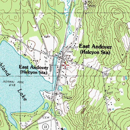Topographic Map of East Andover Post Office, NH