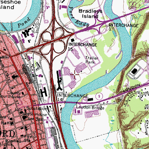 Topographic Map of Eddy Plaza Shopping Center, NH