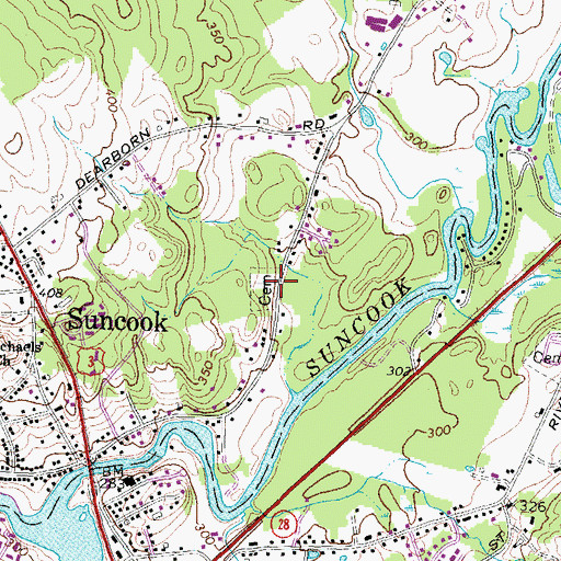 Topographic Map of Evergreen Cemetery, NH