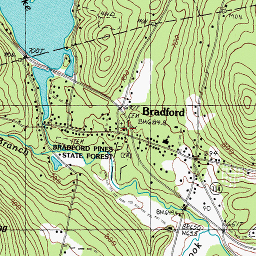 Topographic Map of First Baptist Church, NH
