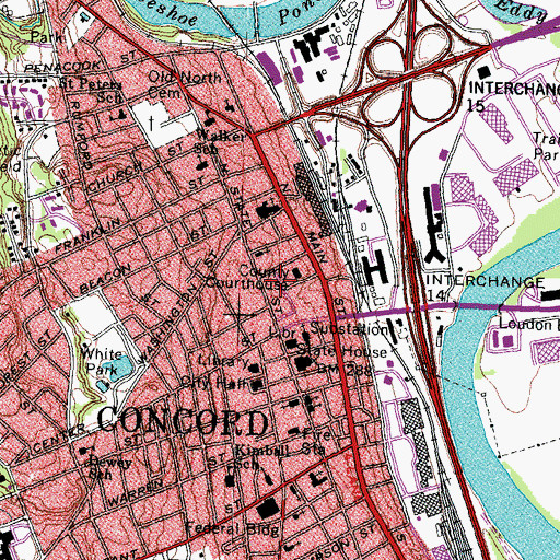 Topographic Map of First Baptist Church, NH