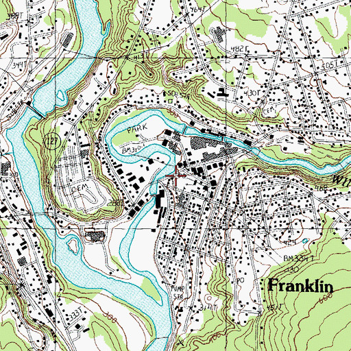 Topographic Map of Franklin City Hall, NH