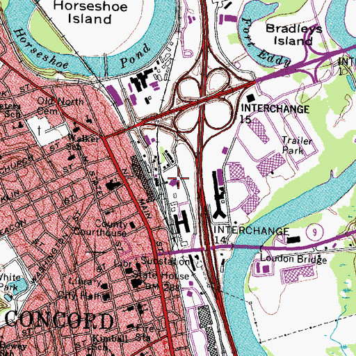 Topographic Map of Greater Concord Chamber of Commerce, NH