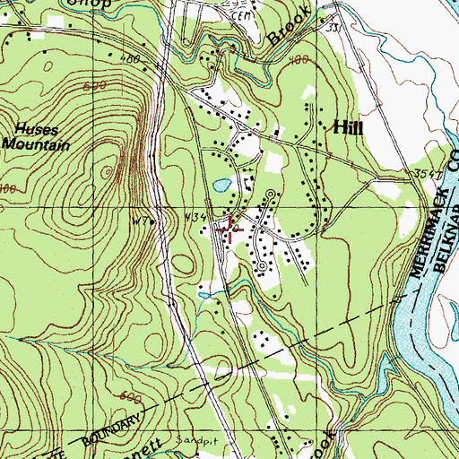 Topographic Map of Hill Post Office, NH