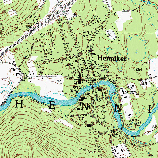 Topographic Map of Henniker Community School, NH