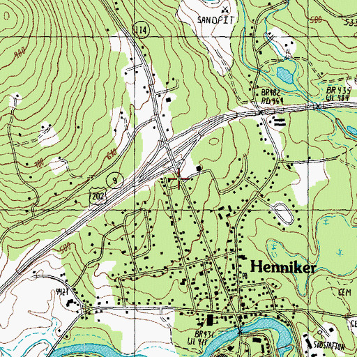 Topographic Map of Henniker Post Office, NH