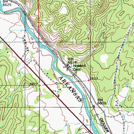 Topographic Map of Howard Cemetery, CO
