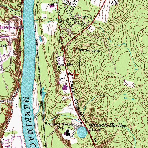 Topographic Map of Hooksett Plaza Shopping Center, NH