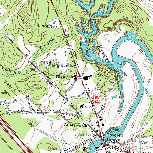 Topographic Map of Hopkinton High School, NH