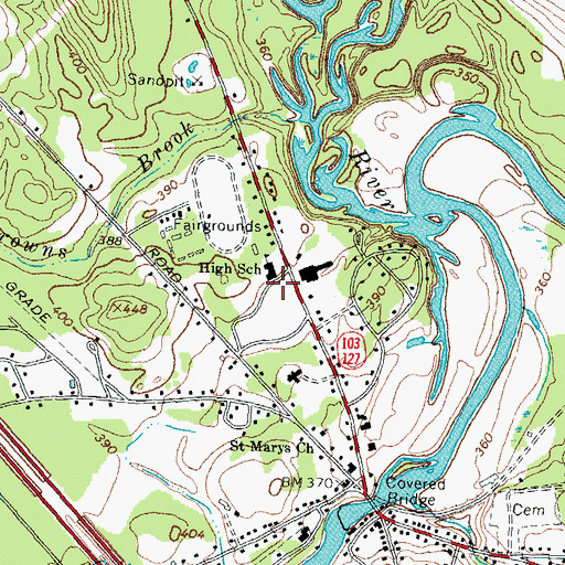 Topographic Map of Hopkinton Middle School, NH