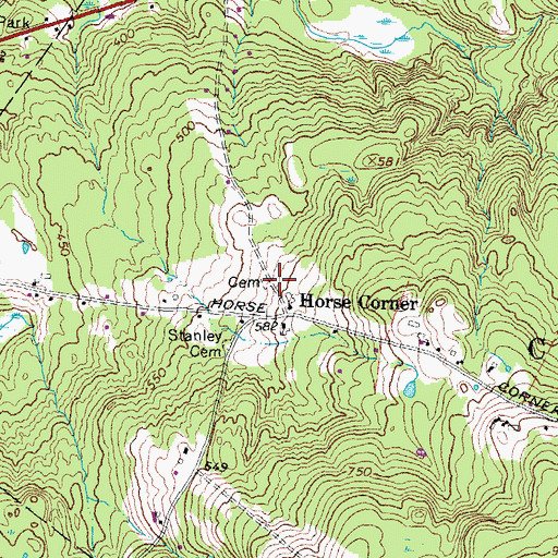 Topographic Map of Horse Corner Cemetery, NH
