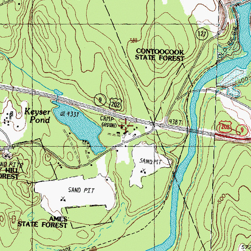 Topographic Map of Keyser Pond Campground, NH