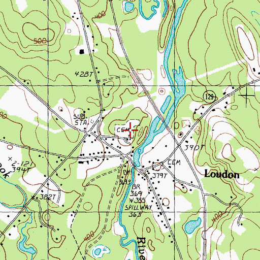 Topographic Map of Loudon Cemetery, NH