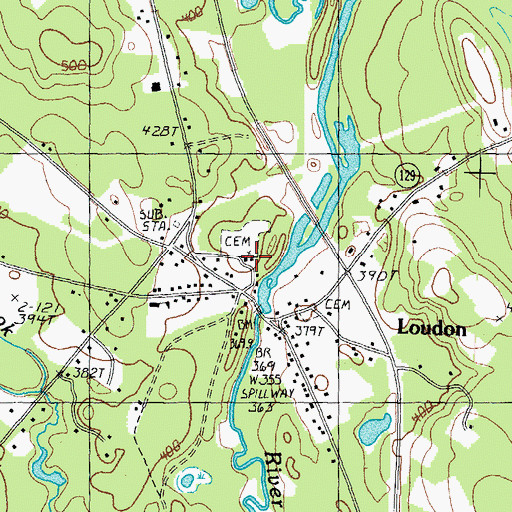Topographic Map of Loudon Center Freewill Baptist Church, NH