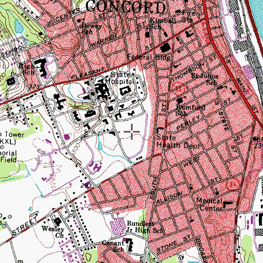 Topographic Map of New Hampshire Hospital, NH