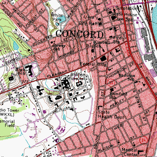 Topographic Map of New Hampshire Hospital Grounds, NH