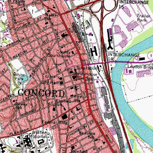 Topographic Map of New Hampshire State House, NH