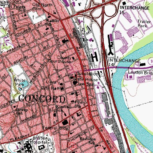 Topographic Map of New Hampshire State Library, NH