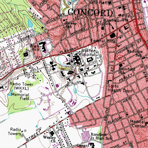 Topographic Map of New Hampshire State Library Services to the Handicapped, NH